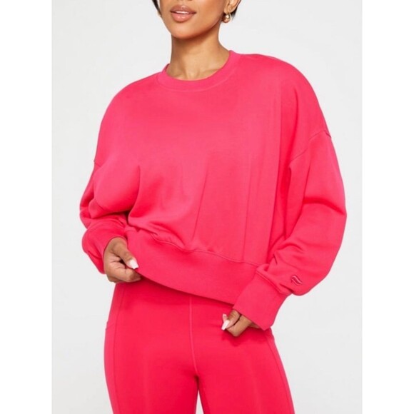 Fabletics Tops - Fabletics Hot Pink Year Round Terry Crewneck Sweatshirt Size S Relaxed Fit